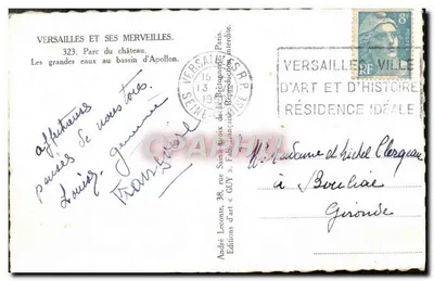 Versailles — Park van het bassin van Apollo — Uitgave GUY, n°323 — Achterkant