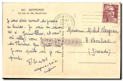Gérardmer. Widok jeziora z Goutridos — Wydawnictwo Sztuk, Nancy, nr 567 — Rewers