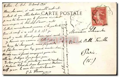 Iglesia de Villiers-le-Bel — reproducción de grabado de 1850 — B.D. n°12 — Reverso