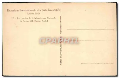 Les Jardins de la Manufacture Nationale de Sèvres — Exposição Internacional dos Artes Decorativas, Paris 1925 — Edição de Arte YVON — Verso