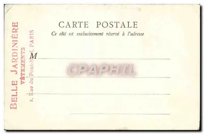 La Rue du Rempart — scène de rue avec femme en robe longue — éditeur Buschet, édit. Paris — Achterkant