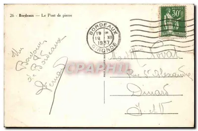Bordeaux — O Ponte de Pedra — Fot. Goudier Macdonald — Verso