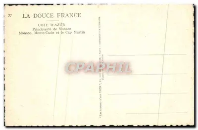 Monaco, Monte-Carlo et le Cap Martin — Côte d'Azur — Éditions Yvon — Rewers