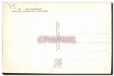 Internationale Expo Parijs 1937 — Overzicht van de Tuinen van het Trocadéro — H. CHIPAILLÉ, Boulogne-Sur-Seine — Achterkant