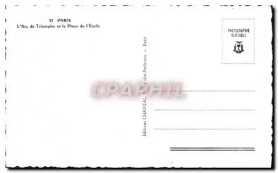 Arc de Triumphe — Plac de l'Étoile — Wydawnictwo Chantal, Paryż — Rewers