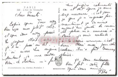 Arc de Triomphe — Paryż — Mexichrome, nr 366 — Rewers