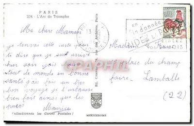 Arc de Triomphe — Paryż — Wyd. Mexichrome n°204 — Rewers
