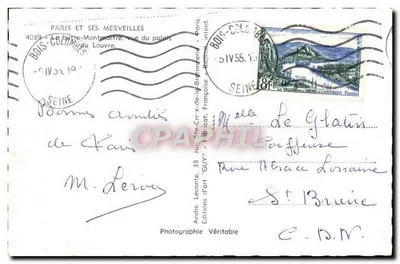 Paryż i jego cuda — Buttes Montmartre, widok z pałacu Louvre — Wydawnictwo Sztuki 'Guy' — Rewers