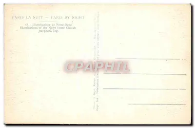 Notre-Dame de Paris — Iluminações noturnas — Editor Patras, n°18 — Verso
