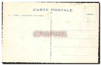 Les Invalides — Paryż — wydawca A. Leconte, 38 rue Ste-Croix-de-la-Bretonnerie — Rewers