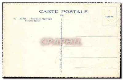 Place de la République — Paryż — wydawca A. Leconte, 38 rue Ste-Croix-de-la-Bretonnerie — Rewers