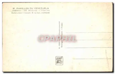 ベネズエラ館 — パリ国際博覧会1937年 — H. CHIPAT, 販売代理店 — 裏面