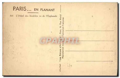 Hôtel des Invalides — widok z Esplanade — Les Éditions d'Art 'VAN' — Rewers