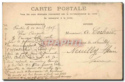 Bilhete postal antigo Paris Torre Eiffel Barco Peniche — Verso