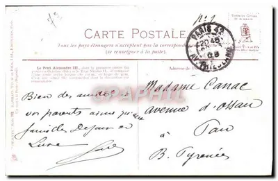 Paryż. Most Alexandre III — widok mostu i rzeki — wydawca Raphaël Touk & Fils, nr 702 — Rewers