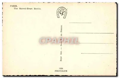Paris - O Sagrado Coração — editor Photolux, n° 1084 — Verso