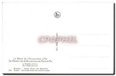 O Mestre da Anunciação de Aix — O Profeta Jeremias — Editor Thill, Bruxelas, n° 536 — Verso