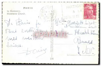 O Panteão em Paris — vista da fachada clássica — Éditions de Luxe Estel, n°208 — Verso