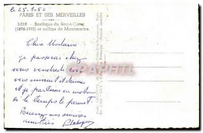 Bazylika Świętego Serca Panny Maryi — Montmartre — Wydawca Guy, n° 3.018 — Rewers