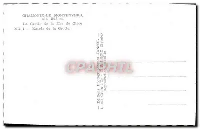 Chamonix-Le Montenvers — Jaskinia Morza Lodowego — Wejście do Jaskini — Wydawnictwo Fotograficzne JANSOL (Savoie) — Rewers