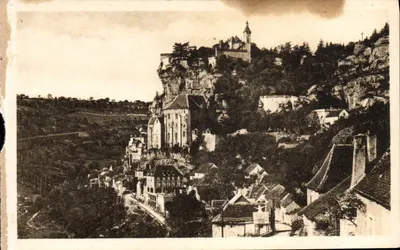 Antika kartpostal Rocamadour Causse'den Görünüm