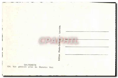Cauterets — Ogólny widok z Mamelon Vert — Wydawnictwo Photo-Quimault, Lourdes — Rewers