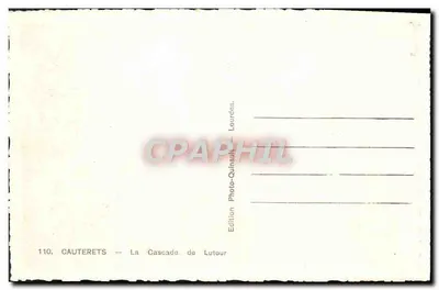 Cauterets — La Cascade de Lutour — Édition Photo-Quinault, Lourdes — Rewers