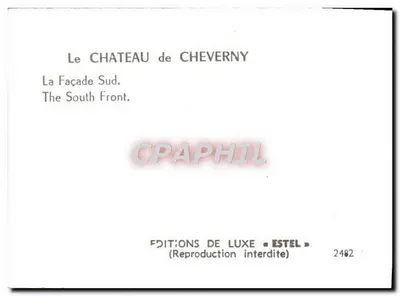 Zamek Cheverny — Façada Południowa — Wydawnictwo Luksusowe « Estel » n° 2482 — Rewers