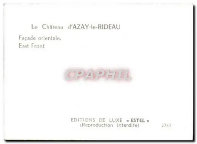 Zamek Azay-le-Rideau — Façada wschodnia — Wydawnictwo „Estel” nr 2353 — Rewers