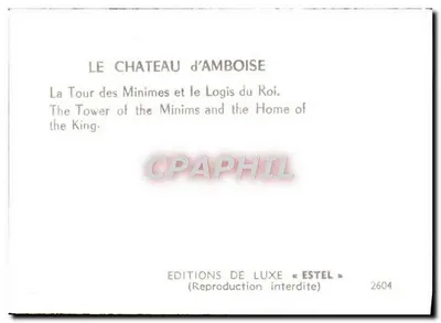 Castello di Amboise — Torre dei Minimi e il Logis del Re — Edizioni di Lusso « Estel » n°2604 — Verso