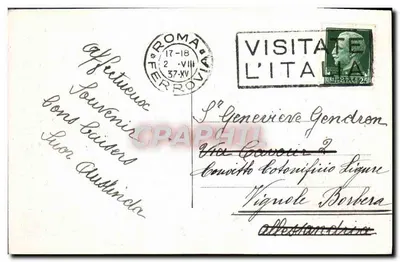 Rzym - Most Vittorio Emanuele — widok z mostu z figurami orłów — wydawca nieznany, numer seryjny nie widoczny — Rewers