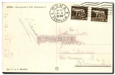 Monumento a Vittorio Emanuele II — Rzym — Wydanie S.A.F. Milano — Rewers
