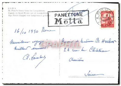 Bazylika Świętego Piotra — widok z Lungotevere — wyd. Panettone Motta — Rewers