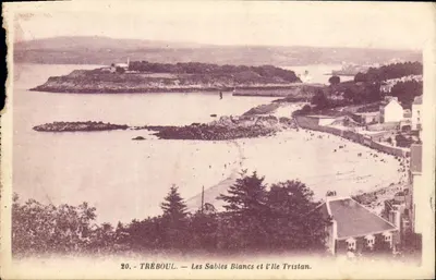 Bilhete postal antigo Treboul Les Sables Blancs e a Ilha Tristan