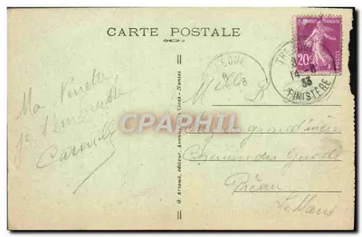 Bilhete postal antigo Treboul Les Sables Blancs e a Ilha Tristan — Verso
