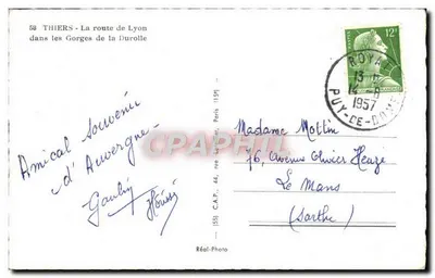 Thiers - Trasa do Lyon w Gorge de la Durolle — C.A.P. Paris — Rewers