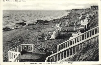 Tharon-Plage (L.-I.) — O Grande Escalier e a Praia — Edição Océan-Bazar Galeries Modernes