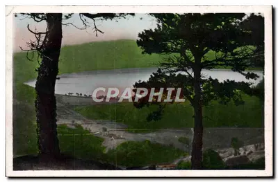 Bilhete postal antigo Lac D'Issarles Paisagem capturada da Sage