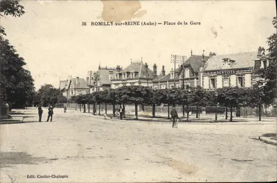 Romilly-sur-Seine (Aube) — Praça da Estação — Edit. Canlay-Chalopin n°36