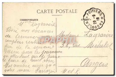 Igreja de SAINT-AMANT-de-BOIXE (Charente) — Capela de Nossa Senhora (Antigo Ossuário) — J. S. D. - 2534 — Verso