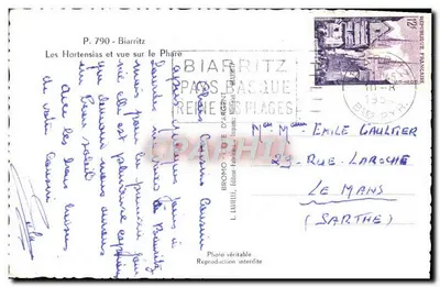 Biarritz — Hortensje i widok na molo — L. Lavielle, P. 790 — Rewers