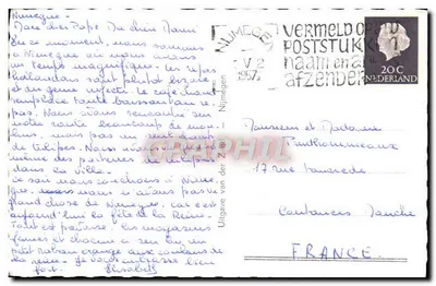 Nijmegen, Nassausingel — parque com monumento e estátua — Uitgave van der Zee — Verso