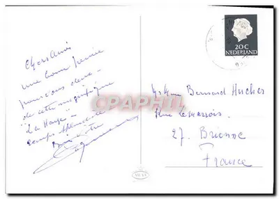 Groeten uit DEN HAAG — Bilhete postal antigo/Bilhete postal moderno com carimbo e texto impresso — Verso