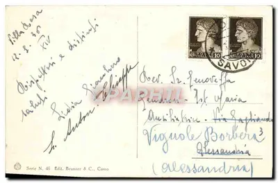Skaliste wybrzeże pod zachodem słońca — wydawca Brunner & C. Como, seria N. 46 — Rewers