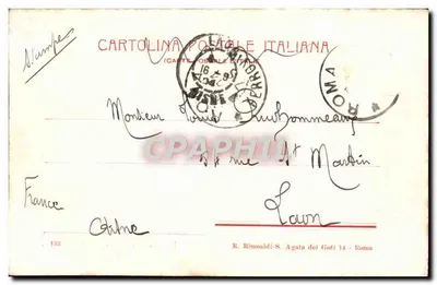 Última Oração — Círculo Máximo — cena com leão — editor R. Rinoaldi S. Agata dei Goti 14 - Roma — Verso