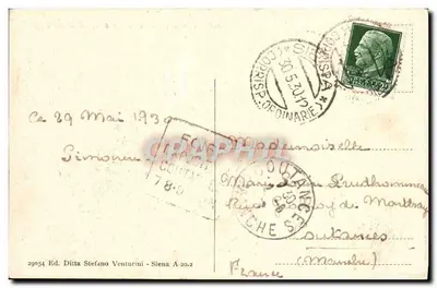 Siena - Passeggiolo della Lizza e Grand Hôtel Royal — Edição Ditta Stefano Venturini, n° 29054 — Verso