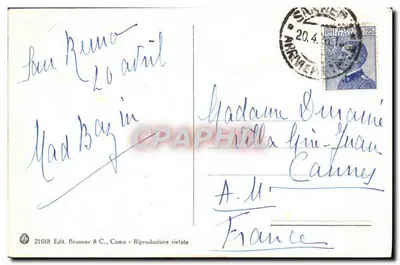 Arma di Taggia e Bussana nuova — Kościół Najświętszej Anielskiej Panny — Wyd. Brunner & C., Como, nr 21688 — Rewers