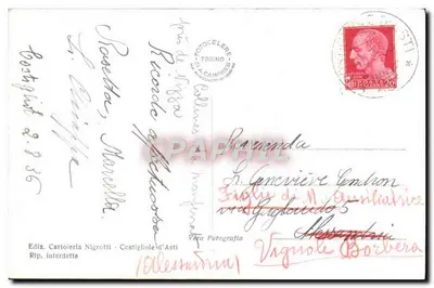 Costigliole d'Asti — Świątynia Matki Czarnej — Cartolera Nigrotti — Rewers