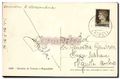 Sale - Stradale di Tortona e Acquedotto — Editor Cartoleria G. Farina, número de série não visível — Verso