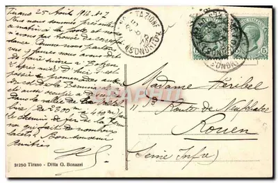 Madonna di Tirano - Panorama — Wydawca Ditta G. Bonazzi, nr 31250 — Rewers